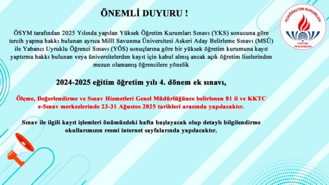 ÖNEMLİ DUYURU!